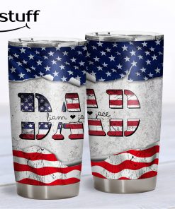 Dad Tumbler With Kids Name, Dad Gift From Daughter Son, Fathers Day Gifts, Dad Tumbler, America Flag Tumbler For Men, Dad Gifts